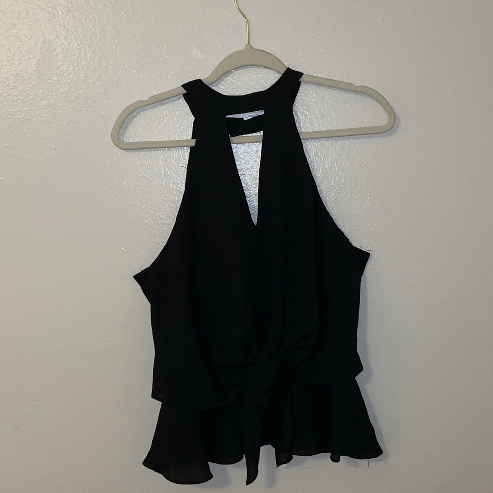 Halter Neck Sleeveless Top Black